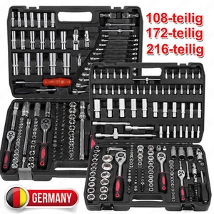 Steckschlüssel Satz Knarrenkasten Koffer Ratschen Kasten Nusssätze 1/4 3/8 1/2" - Bild 1 von 46