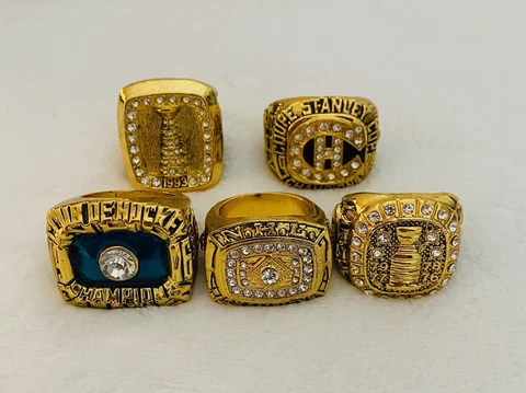 5 PCS Canadiens Stanley Cup 18k GP Brass Championship Ring, 🇺🇸 SHIP Cover