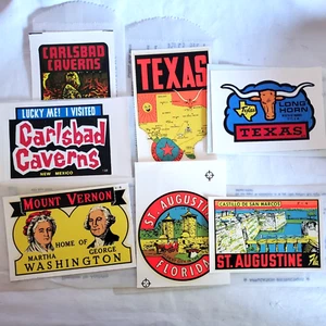 Vtg Lot of 7 Baxter Lane Lindgren-Turner Vacation Luggage Auto Decals Stickers - Picture 1 of 12