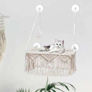 Macrame Cat Hammock House Playing Bohemian Wall Hanging Handwoven Tapestry - Picture 1 of 7