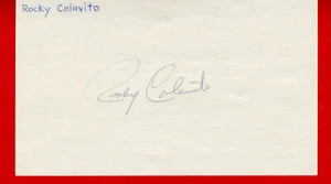 Rocky Colavito Autographed 3" X 5" Index Card Dodgers Yankees Indians Tigers Sox - Picture 1 of 1