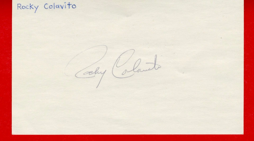 Rocky Colavito Autographed 3" X 5" Index Card Dodgers Yankees Indians Tigers Sox - Image 1 of 1