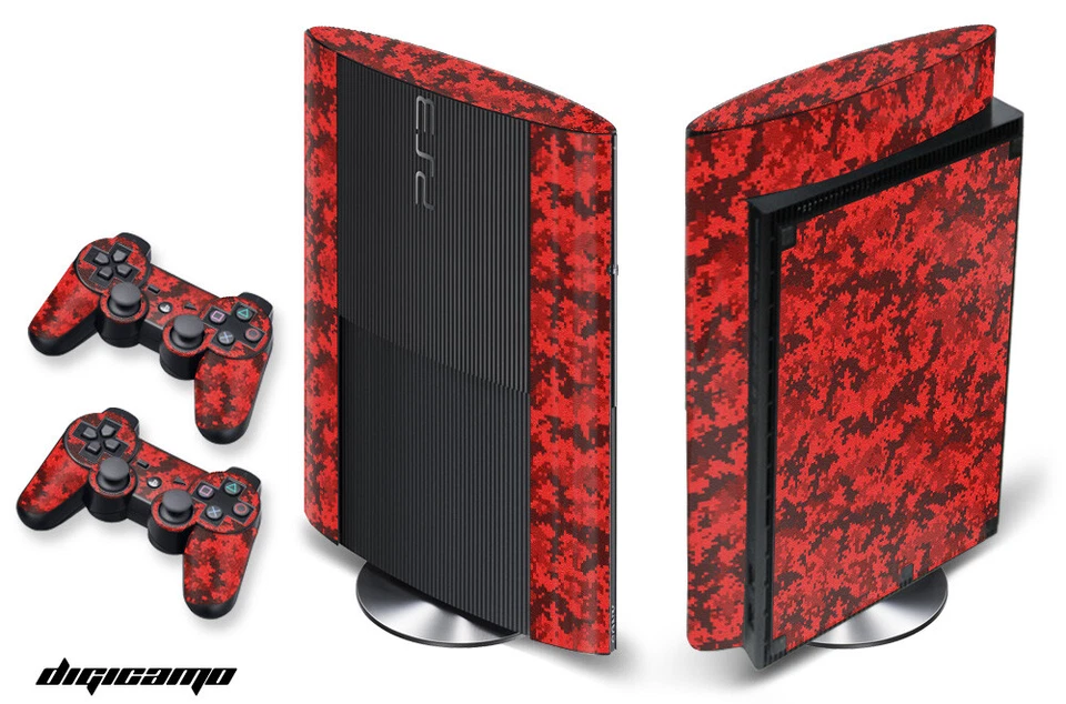 Skin Decal Wrap For PS3 Super Slim PlayStation 3  Console + Controller Digi-Red - Image 1 of 1