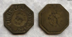 CLOVER LEAF HOME DAIRY PINT MILK (DES MOINES IOWA) MAVERICK IA TRADE TOKEN BRASS - Picture 1 of 1