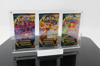 Funda acrílica de 3 compartimentos para 3 Pokemon YuGiOh Booster caja de protección carcasa y soporte