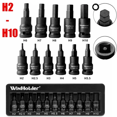 WinHolder IMPACT HEX BIT Sockets Set 3/8" Drive H2 To H10 Allen Key Tool Kit - Image 1 of 4