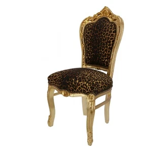Holzstuhl Blatt Gold und Tuch Leoparden Muster Im Stil Barocke Louis XVI Möbel - Bild 1 von 4