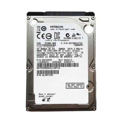 Hitachi 500GB HTS725050A9A364 7200RPM SATA 2.5" Laptop HDD Hard Disk Drive - Image 1 of 4