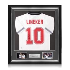 Gary Lineker Signed England 1990 Football Jersey. Deluxe Frame