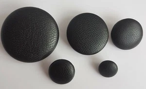 BLACK LEATHER ROUND BUTTONS – SHANK, 11MM 15MM 20MM 25MM 32MM RETRO VINTAGE UK - Picture 1 of 10