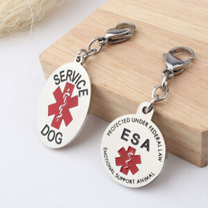 Round Oval Dog Metal Tag Service ESA Pendants For Dog Collar Charms Accessories