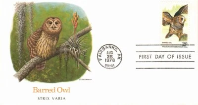 FLEETWOOD - BARRED OWL 26 DE AGOSTO 1978 FAIRBANKS AK PRIMER DÍA CUBIERTA (FDC) BX9 Foto 1 de 2