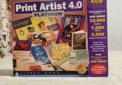Print Artist 4.0 Platinum Sierra Home 1997 4-CD Windows 95 / Macintosh - Image 1 of 4