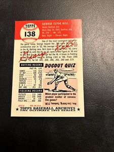 B52 1991 Topps Archives 1953 Reprint #138 George Kell Boston, Red Sox