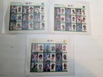THREE MAJOR LEAGUE BASEBALL COMMEMORATIVE  STAMP SHEETS with COA SERIES 2 #2 - Image 1 of 4