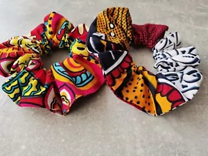 Haargummis /Scrunchies Afrikanische Stoffe aus 100 %Baumwolle 2erSet Groß - Picture 1 of 6