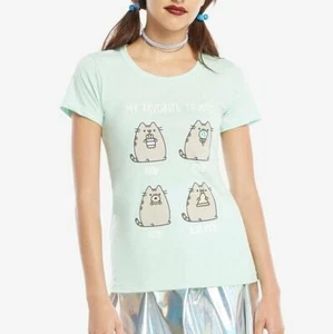 Pusheen The Cat PUSHEEN FAVORITE THINGS Girls T-Shirt NWT Licensed & Official - Picture 1 of 1