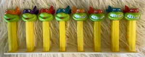 PEZ Teenage Mutant Ninja Turtles on Yellow Stems Set Of Angry And Happy All 8 - Picture 1 of 18