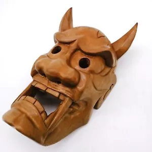 Japanese Wooden HANNYA Mask Vintage Demon ONI NOH Monster Interior MSA059 - Picture 1 of 23