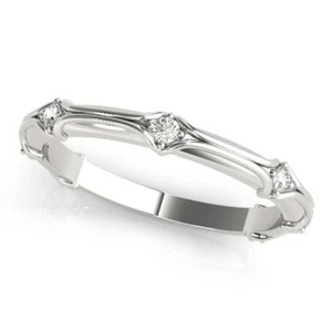 Anillo apilable de oro de 14 quilates con diamantes - Imagen 1 de 7
