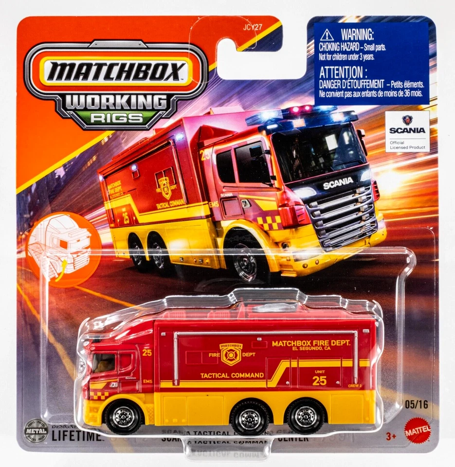 2025 Matchbox Working Rigs #05 Scania Tactical Command Center RED | YELLOW | FSC - Image 1 of 1