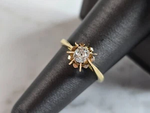 Womens Vintage Estate 18K Yellow Gold Diamond Engagement Ring 3.4g E6500 - Picture 1 of 6