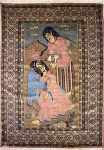 Rugstc 4x6 Pak Perserteppich Rosa, Handgeknüpft, Bild Umar-e-Khayaam, Wolle - Bild 1 von 5