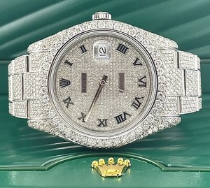 Rolex Men's Datejust II Oyster 41mm Iced Out 20ct Genuine Diamonds Ref:116300