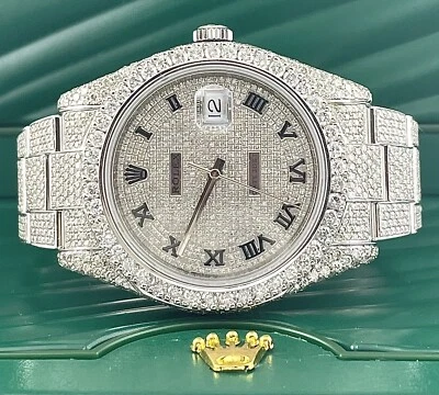 Rolex Men's Datejust II Oyster 41mm Iced Out 18ct Genuine Diamonds Ref:116300 - Image 1 of 4