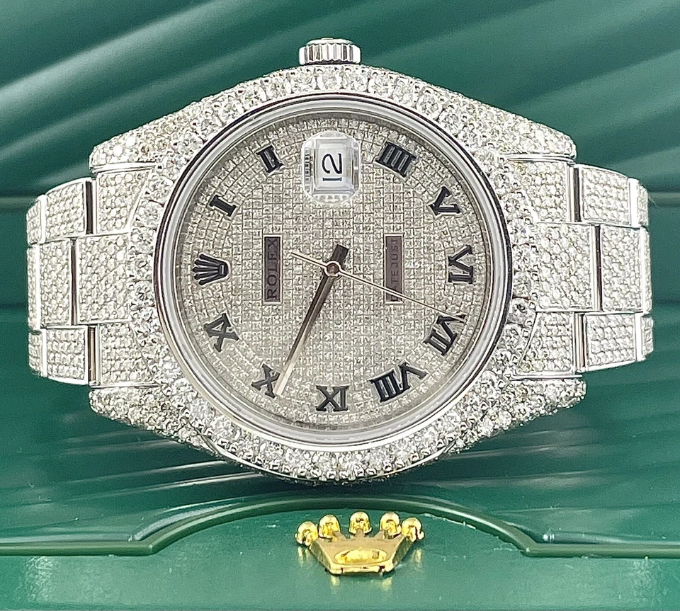 Rolex Men's Datejust II Oyster 41mm Iced Out 20ct Genuine Diamonds Ref:116300 - Image 1 of 4