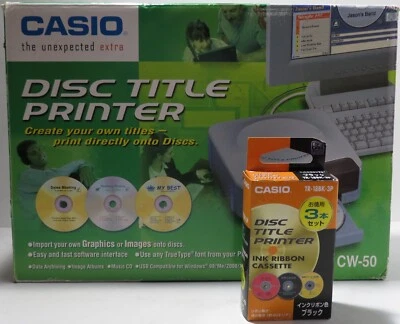 Casio CW-50 CD/DVD Disc Title Printer | Open Box | w/ Ink Ribbon Cassettes - Image 1 of 4