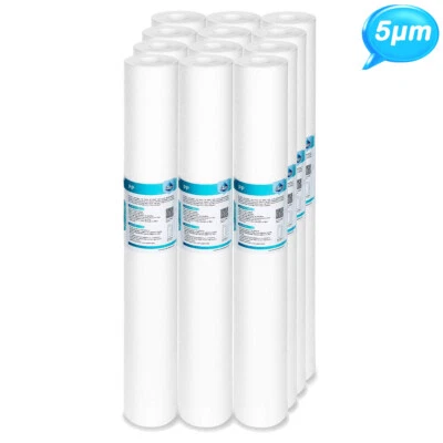 12 Pack 5 Micron 20x2.5" Whole House Sediment Water Filter Cartridge RO Big Blue - Image 1 of 4