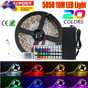 10M 5050 LED Strip Light RGB 44Key IR Remote 12V Power Full Kit Party TV Back AU - Picture 1 of 11