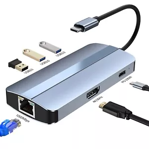 6-in-1 USB-C Multi-Port Hub Adapter 4K@30Hz USB3.0*2 PD 100W 1000Mbps RJ45 Port - Picture 1 of 7