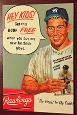 Mickey Mantle Rawlings Glove Ad Postcard 