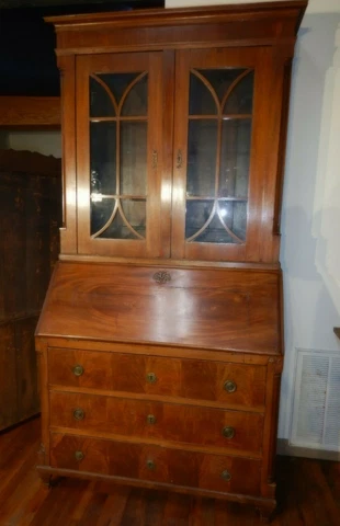 English Secretary Desk 6 Drawer fitted interior dovetailed case needs restored Cover