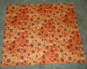 Fabric Piece Halloween Bats Cobwebs Cotton 18 Inches by 21 Inches Orange Black - Picture 1 of 1