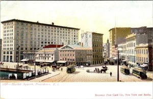 Providence, RI Rhode Island MARKET SQUARE STREET SCENE Trolley ca1900's Postcard - Picture 1 of 2