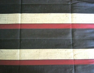 Red Blue Gray Striped Poly-Cotton Blend Fabric 2+ Yards 79" X 45" - Picture 1 of 2