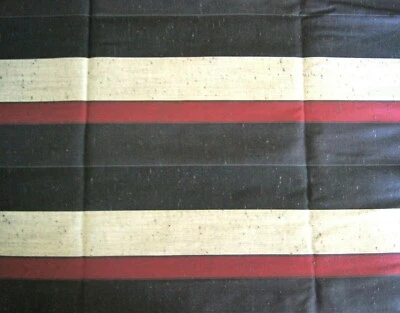 Red Blue Gray Striped Poly-Cotton Blend  Fabric 2+ Yards 79" X 45" - Image 1 of 2