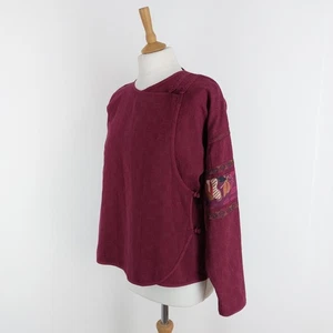 Gudrun Sjoden Size Medium Purple Textured Cotton Linen Oriental Kimono Jacket - Picture 1 of 9