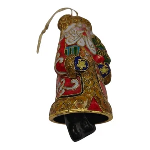 Vintage Cloisonne Weihnachtsmann baumelnde Füße Glocke Art Weihnachtsschmuck - Bild 1 von 6