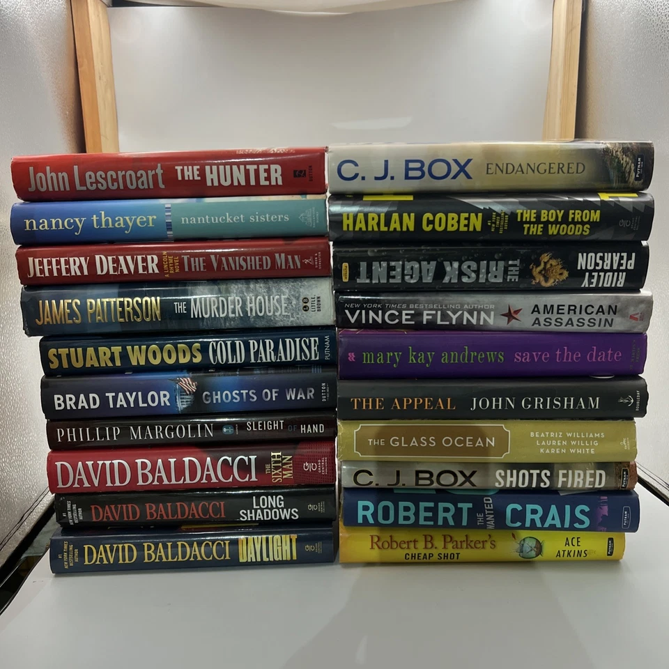 Lot of 20 Hardcover Suspense Thrillers Action & Adventure-Baldacci, Box, Grisham - Image 1 of 1