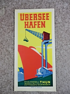 altes Mini Plakat Übersee - Hafen Thun Spielwaren Jettingen Schachtelbild - Bild 1 von 5