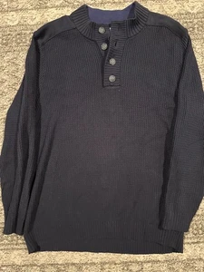 Oak Hill Long Sleeve Heavy Weight Navy Blue Cable Sweater Men's 2XL - Picture 1 of 6