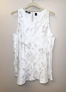 LANDS' END Damen LARGE weiß tropisch Leinen ärmellos Tank Top Segelboote gebraucht, in einwandfreiem Zustand - Bild 1 von 9