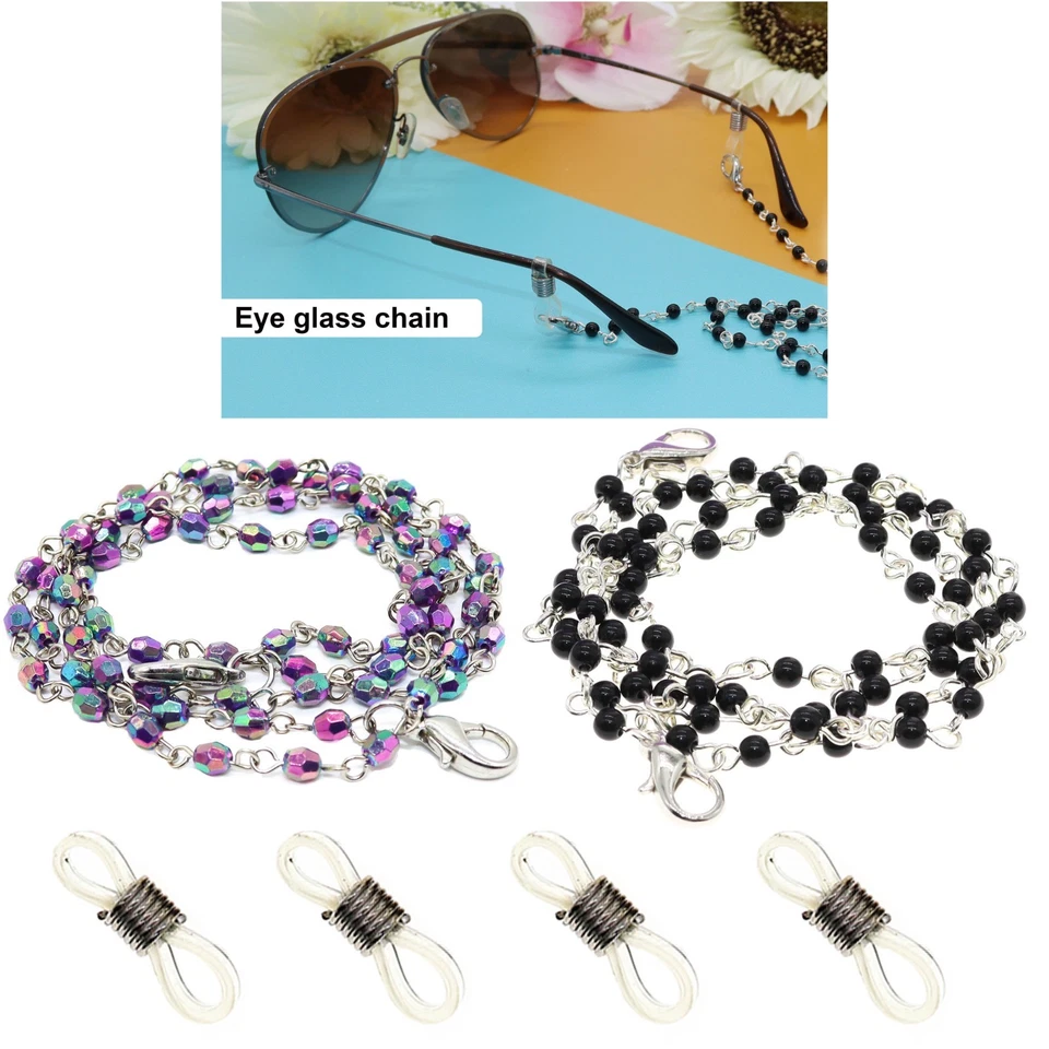 2 PCS Sunglasses Glasses Holder Strap  & Lanyard Holder Beaded Chain- Made USA - Image 1 of 3