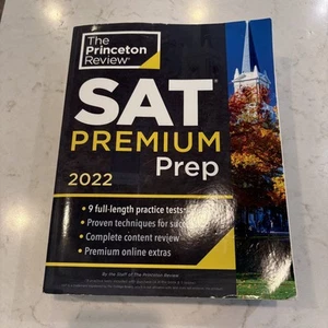 The Princeton Review SAT Premium Prep 2022 Study Guide 9 Practice Tests Book - Picture 1 of 14