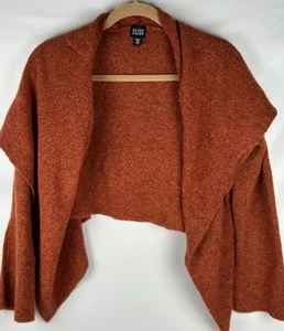 Eileen Fisher Orange Cropped Open Front Wolle Cardigan Pullover L Oversize Kragen - Bild 1 von 6