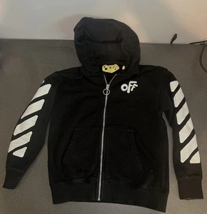 Off-White Kids Sz 8Y Zip-Up Diagonals Sweatshirt in Black - Great Condition - Picture 1 of 17